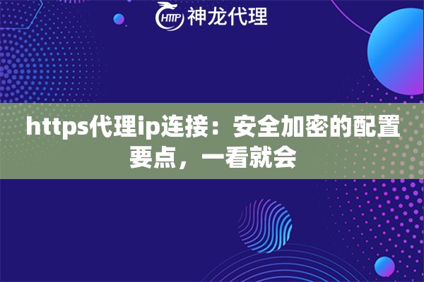https代理ip连接：安全加密的配置要点，一看就会