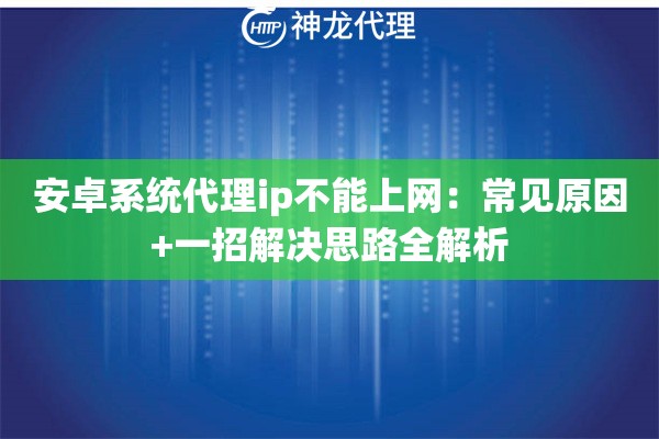 安卓系统代理ip不能上网：常见原因+一招解决思路全解析