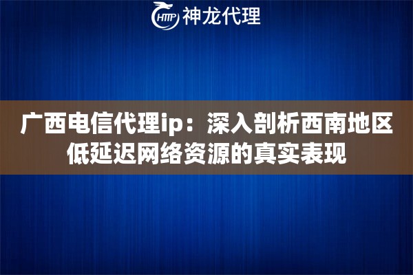 广西电信代理ip：深入剖析西南地区低延迟网络资源的真实表现
