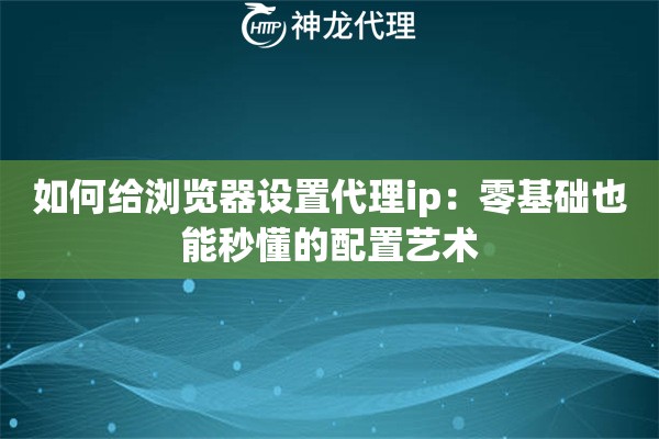 如何给浏览器设置代理ip：零基础也能秒懂的配置艺术
