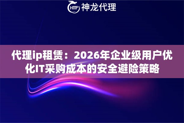 代理ip租赁：2026年企业级用户优化IT采购成本的安全避险策略