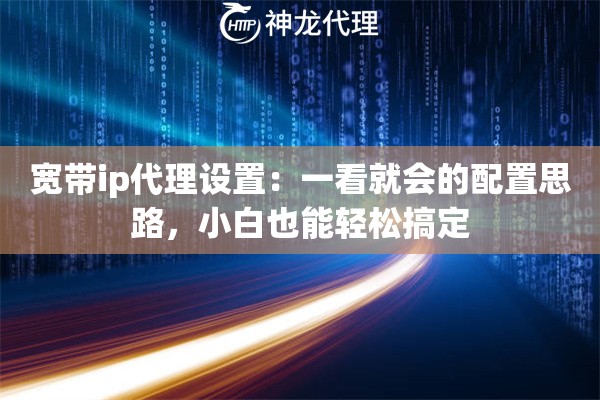 宽带ip代理设置:一看就会的配置思路,小白也能轻松搞定 宽带ip代理设置:一看就会的配置思路,小白也能轻松搞定