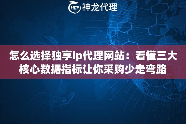 怎么选择独享ip代理网站：看懂三大核心数据指标让你采购少走弯路