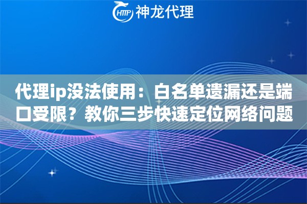代理ip没法使用：白名单遗漏还是端口受限？教你三步快速定位网络问题