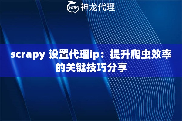 scrapy 设置代理ip：提升爬虫效率的关键技巧分享