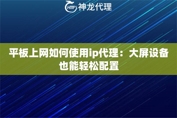 平板上网如何使用ip代理：大屏设备也能轻松配置