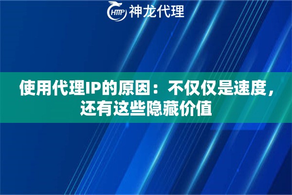 使用代理IP的原因：不仅仅是速度，还有这些隐藏价值