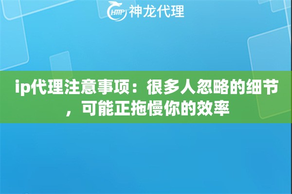 ip代理注意事项：很多人忽略的细节，可能正拖慢你的效率