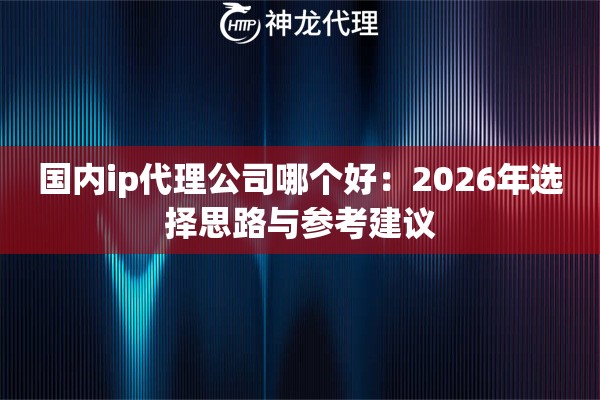 国内ip代理公司哪个好：2026年选择思路与参考建议