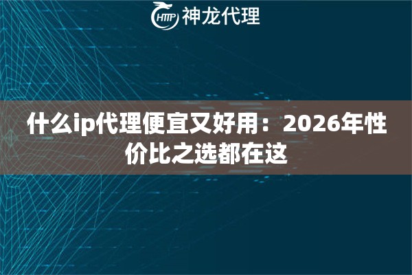 什么ip代理便宜又好用：2026年性价比之选都在这