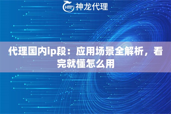 代理国内ip段：应用场景全解析，看完就懂怎么用