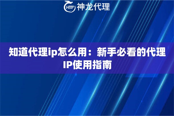 知道代理ip怎么用：新手必看的代理IP使用指南