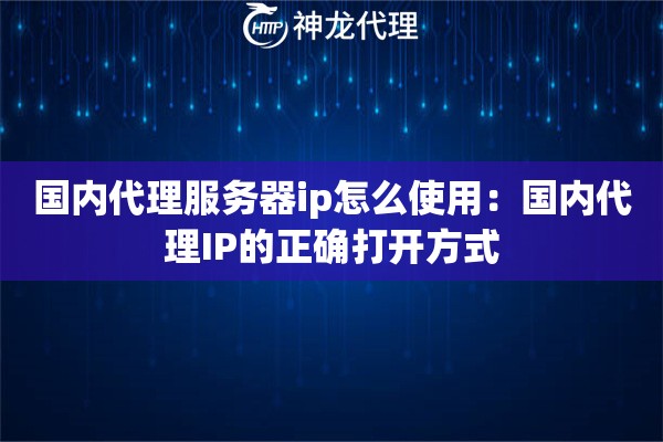 国内代理服务器ip怎么使用：国内代理IP的正确打开方式