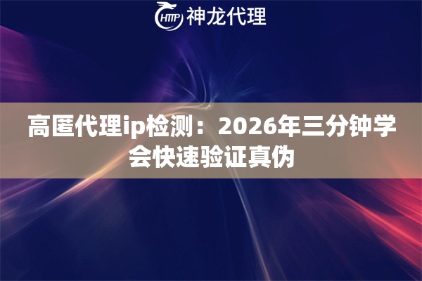 高匿代理ip检测：2026年三分钟学会快速验证真伪