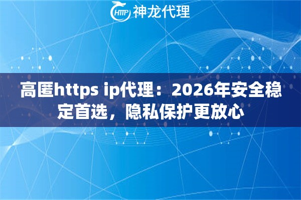 高匿https ip代理：2026年安全稳定首选，隐私保护更放心