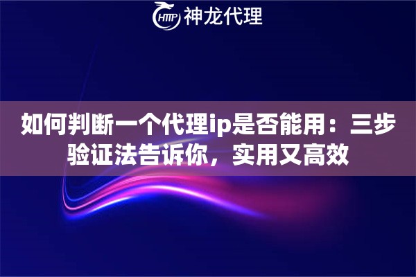 如何判断一个代理ip是否能用：三步验证法告诉你，实用又高效