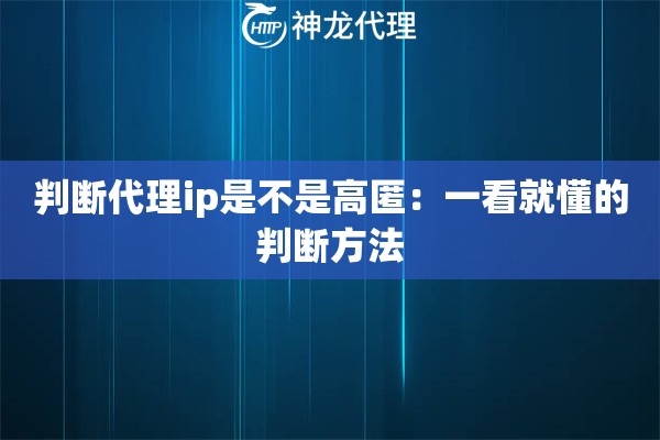 判断代理ip是不是高匿：一看就懂的判断方法