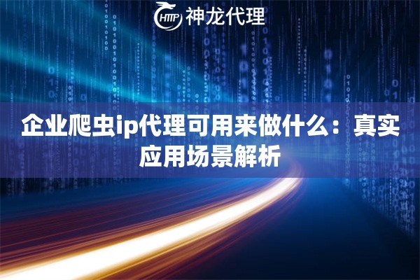 企业爬虫ip代理可用来做什么：真实应用场景解析