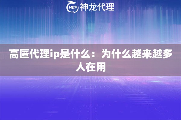 高匿代理ip是什么：为什么越来越多人在用