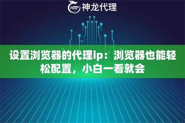 设置浏览器的代理ip：浏览器也能轻松配置，小白一看就会