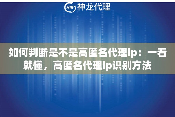 如何判断是不是高匿名代理ip：一看就懂，高匿名代理ip识别方法