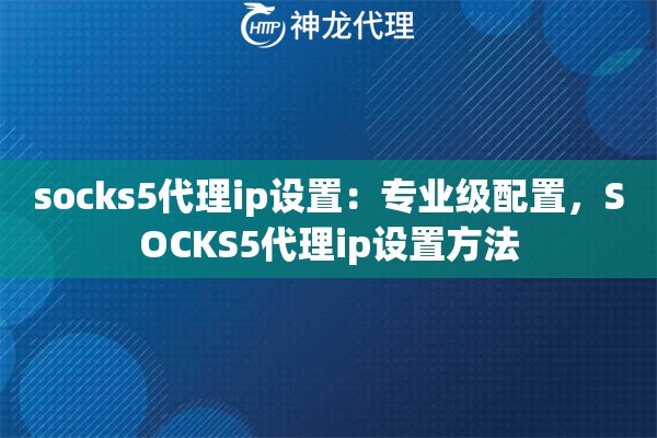 socks5代理ip设置：专业级配置，SOCKS5代理ip设置方法