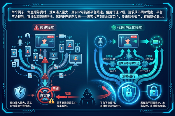 详细阅读:代理IP直播:让直播更稳定不卡顿的隐藏秘诀 代理IP直播:让直播更稳定不卡顿的隐藏秘诀
