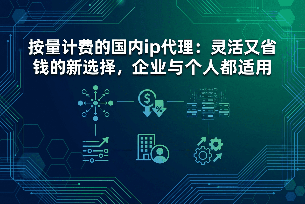 详细阅读:按量计费的国内ip代理:灵活又省钱的新选择,企业与个人都适用 按量计费的国内ip代理:灵活又省钱的新选择,企业与个人都适用