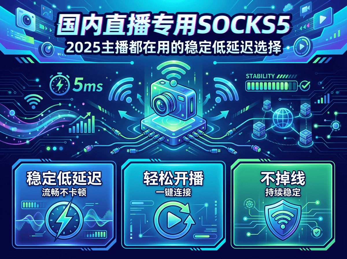 国内直播专用socks：2025主播都在用的稳定低延迟选择，轻松开播不掉线