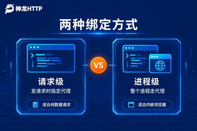 易语言请求级与进程级两种代理绑定方式对比